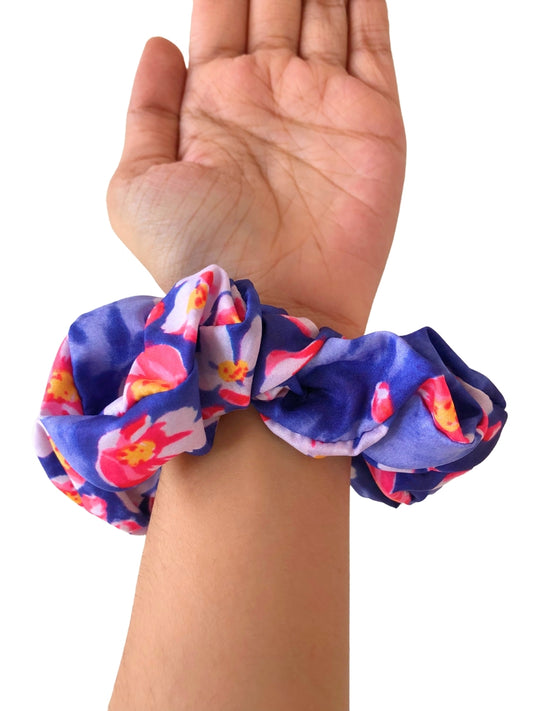 Set Of 5 Printed Satin Scrunchies For Girls and Women