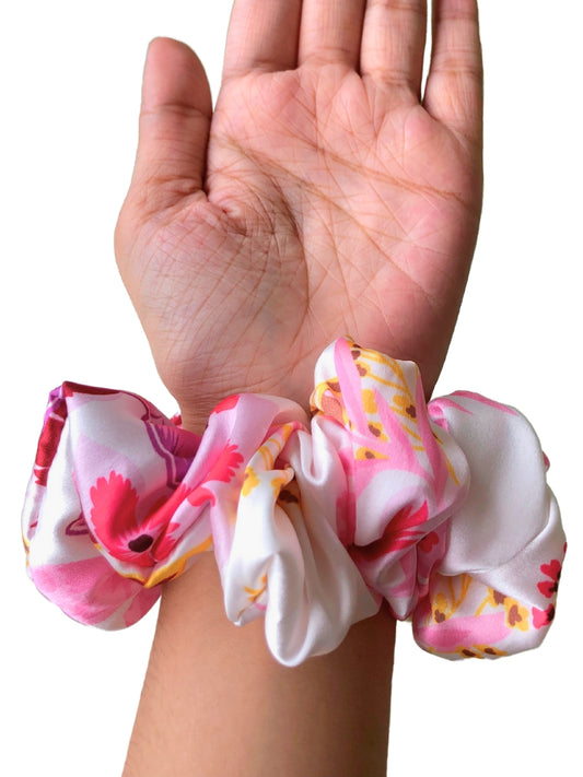 Set Of 5 Printed Women's Ponytail Holders Scrunchies