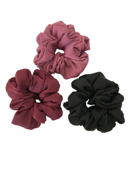 Set Of 3 Solid Scrunchies Ponytail Holders For Girls and Women