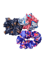 Women's Set Of 3 Printed Scrunchies Ponytail Holders