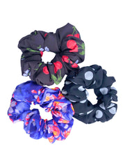 Set Of 3 Printed Scrunchies Ponytail Holders For Girls and Women