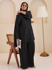 Modest Black Tuck Detail Solid Co-Ord Set