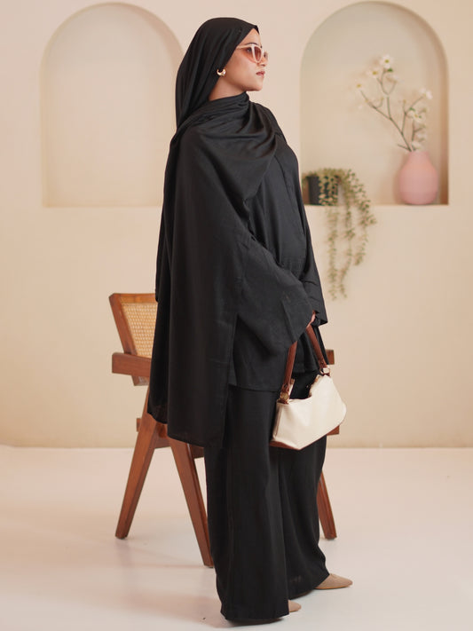 Modest Black Tuck Detail Solid Co-Ord Set