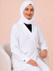 Modest Longline Solid White Jacket Co-Ord Set