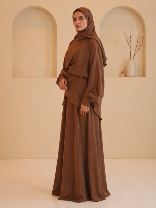 Modest Women’s Draped Dress 2 piece Set with Matching Dupatta