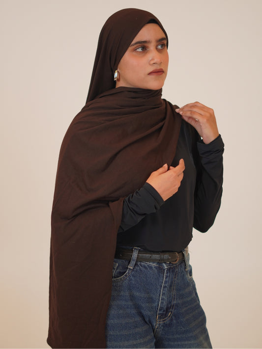 Chocolate Brown Solid Viscose Jersey Hijab