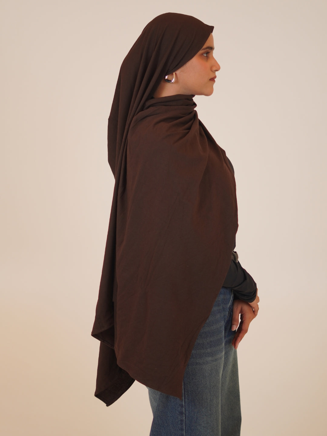 Chocolate Brown Solid Viscose Jersey Hijab