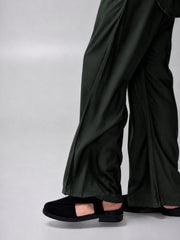 Dark Green Solid Farsi Kurta Pants Set for Men
