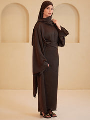 Modest Women’s Classic Drape 1 Piece Dress with Matching Dupatta