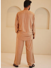 Men's Cotton Linen Essential Beige Kurta Sets