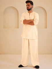 Men's Cotton Linen Essential Cream Beige Kurta Sets