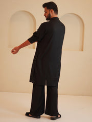 Men’s Cotton Linen Relax fit Black Kurta Sets