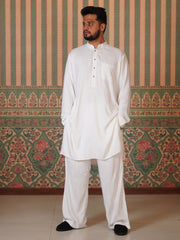 Men’s Cotton Linen Relax fit White Kurta Sets