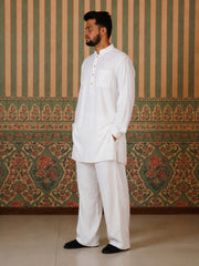 Men’s Cotton Linen Relax fit White Kurta Sets