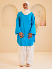 Modest Solid Blue Farsi Set for Women