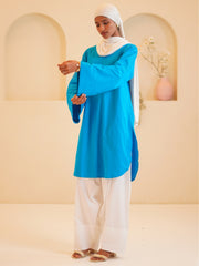 Modest Solid Blue Farsi Set for Women
