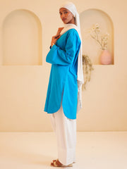 Modest Solid Blue Farsi Set for Women