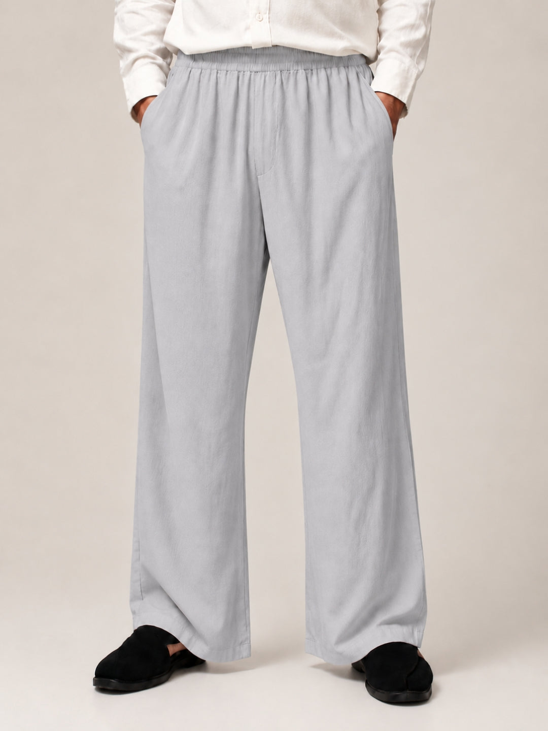 Light Grey Solid Farsi Pants for Men