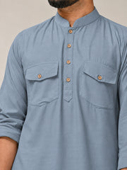 Grey Farsi Kurta Pants Set for Men