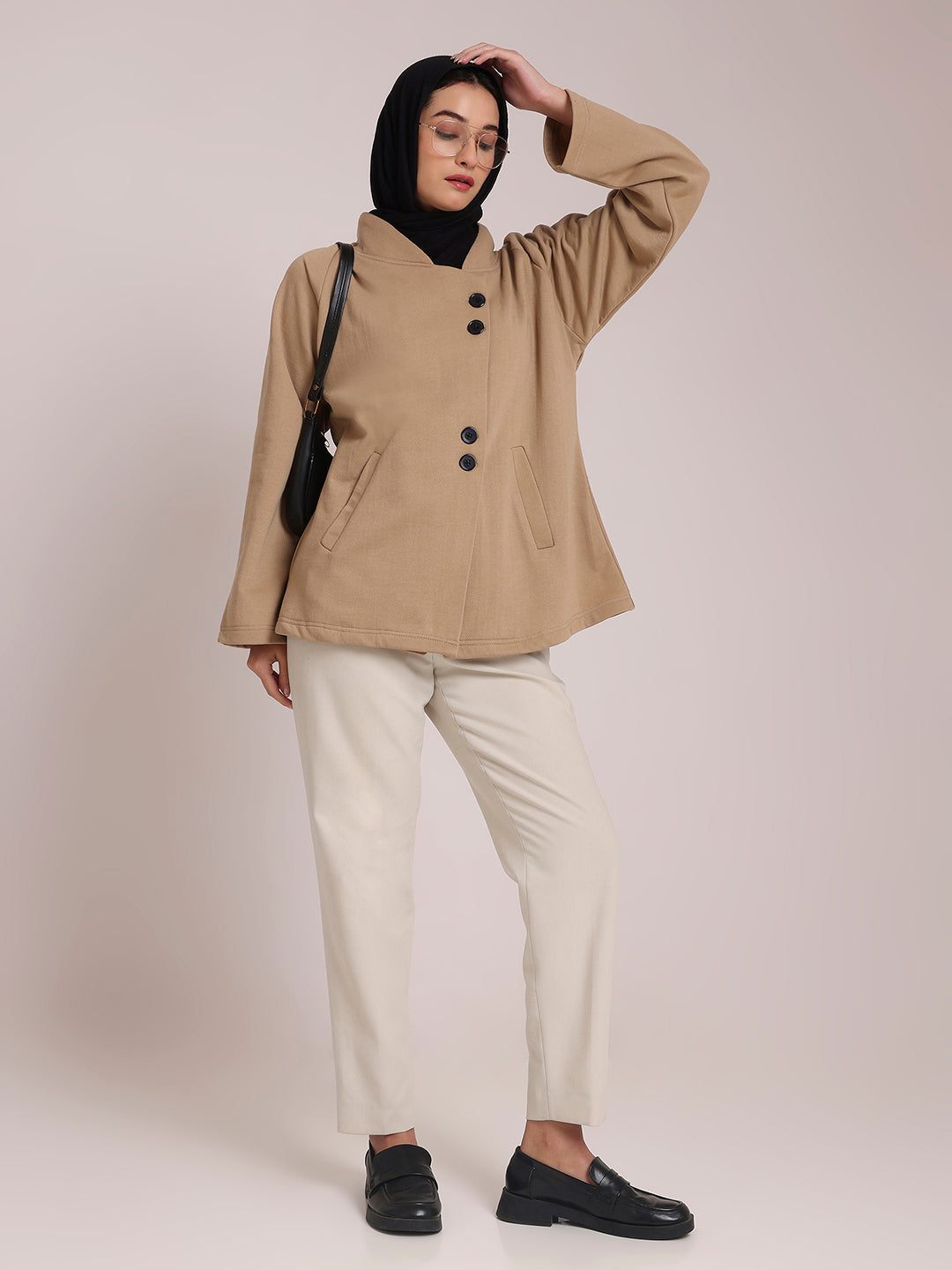 Beige Fleece Jacket for Women– Modest Winter Wear