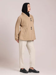 Beige Fleece Jacket for Women– Modest Winter Wear
