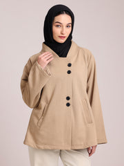 Beige Fleece Jacket for Women– Modest Winter Wear