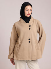 Beige Fleece Jacket for Women– Modest Winter Wear