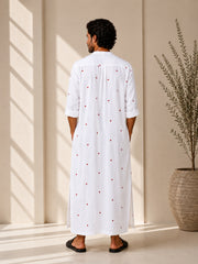 Men’s White Cotton Oversized Kaftan Thobe | Relaxed Islamic Robe