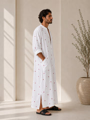 Men’s White Cotton Oversized Kaftan Thobe | Relaxed Islamic Robe