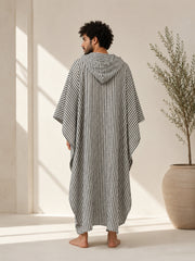 Double Gauze Pure Linen Oversized Hooded Kaftan – Bohemian Robe Kimono