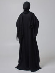 Modest Lace Detail Abaya with Black Georgette Hijab for Women