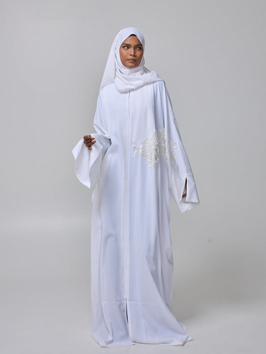 Modest White Lace Abaya Burqa with Matching Hijab for Women
