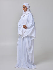 Modest White Lace Abaya Burqa with Matching Hijab for Women