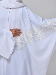 Modest White Lace Abaya Burqa with Matching Hijab for Women
