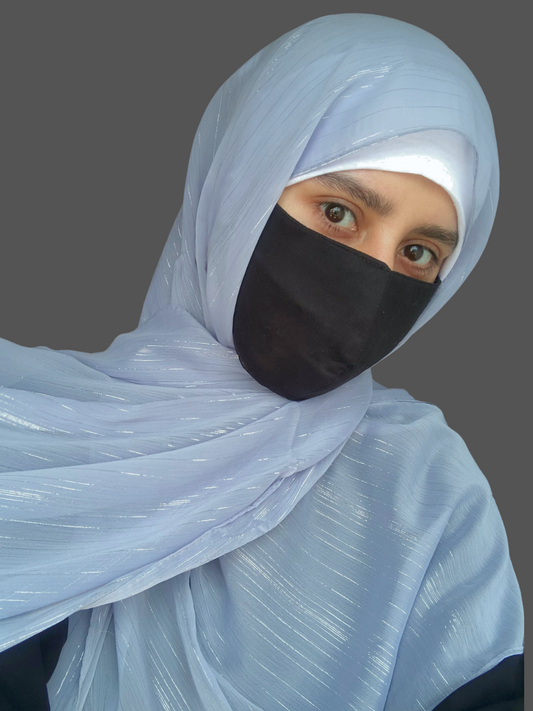 Chiffon Metallic Shimmer Bluish Grey Hijab for Women