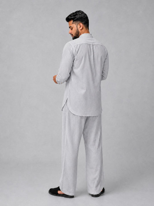 Light Grey Solid Farsi Kurta Pants Set for Men
