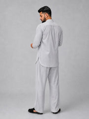 Light Grey Solid Farsi Kurta Pants Set for Men