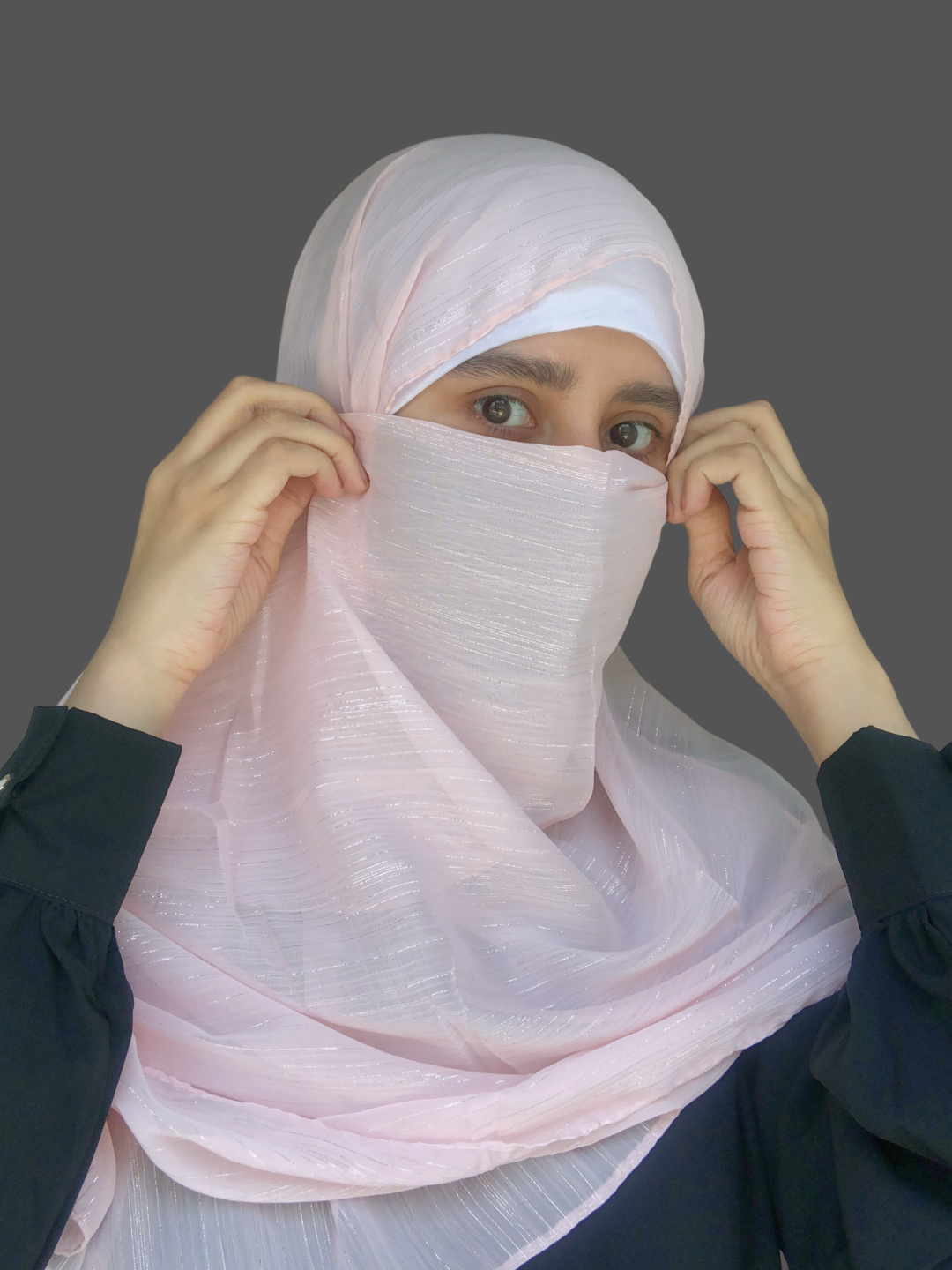 Chiffon Metallic Shimmer Light Pink Hijab for Women