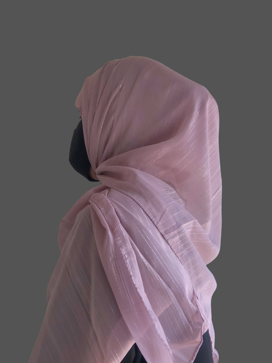 Chiffon Metallic Shimmer Lilac Color Hijab for Women