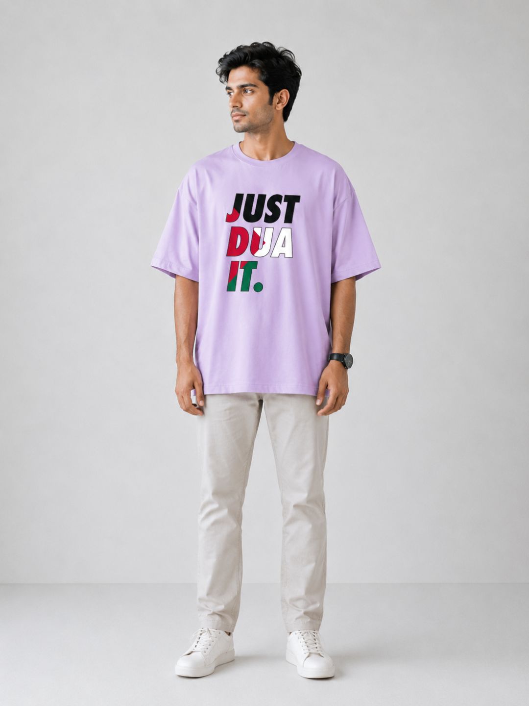 Men’s Lavender “Just Dua It” Oversized T-Shirt