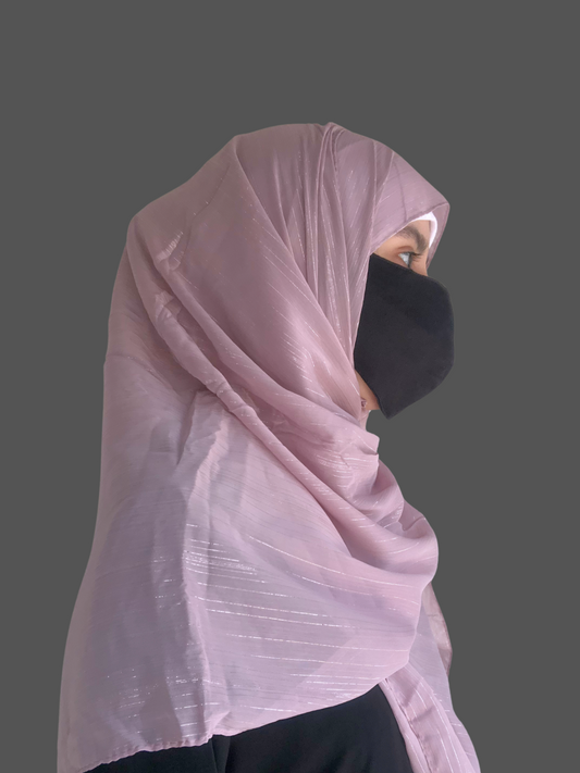 Chiffon Metallic Shimmer Lilac Color Hijab for Women