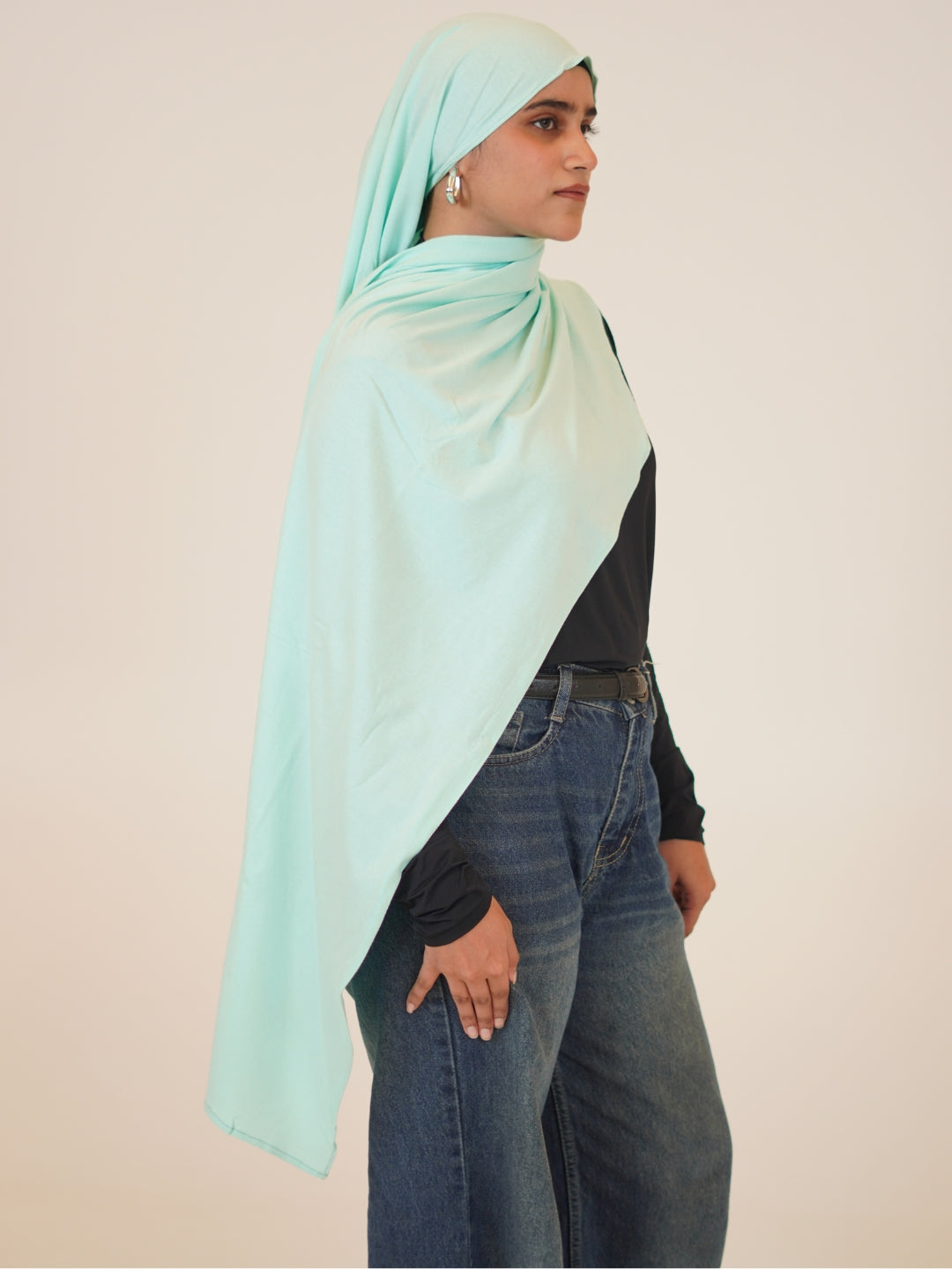 Mint Green Solid Viscose Jersey Hijab