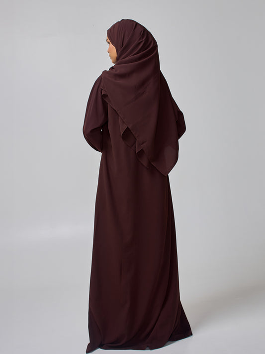 Women's Embroidered Modest Brown Abaya Burqa with Matching Hijab