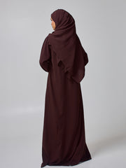 Women's Embroidered Modest Brown Abaya Burqa with Matching Hijab
