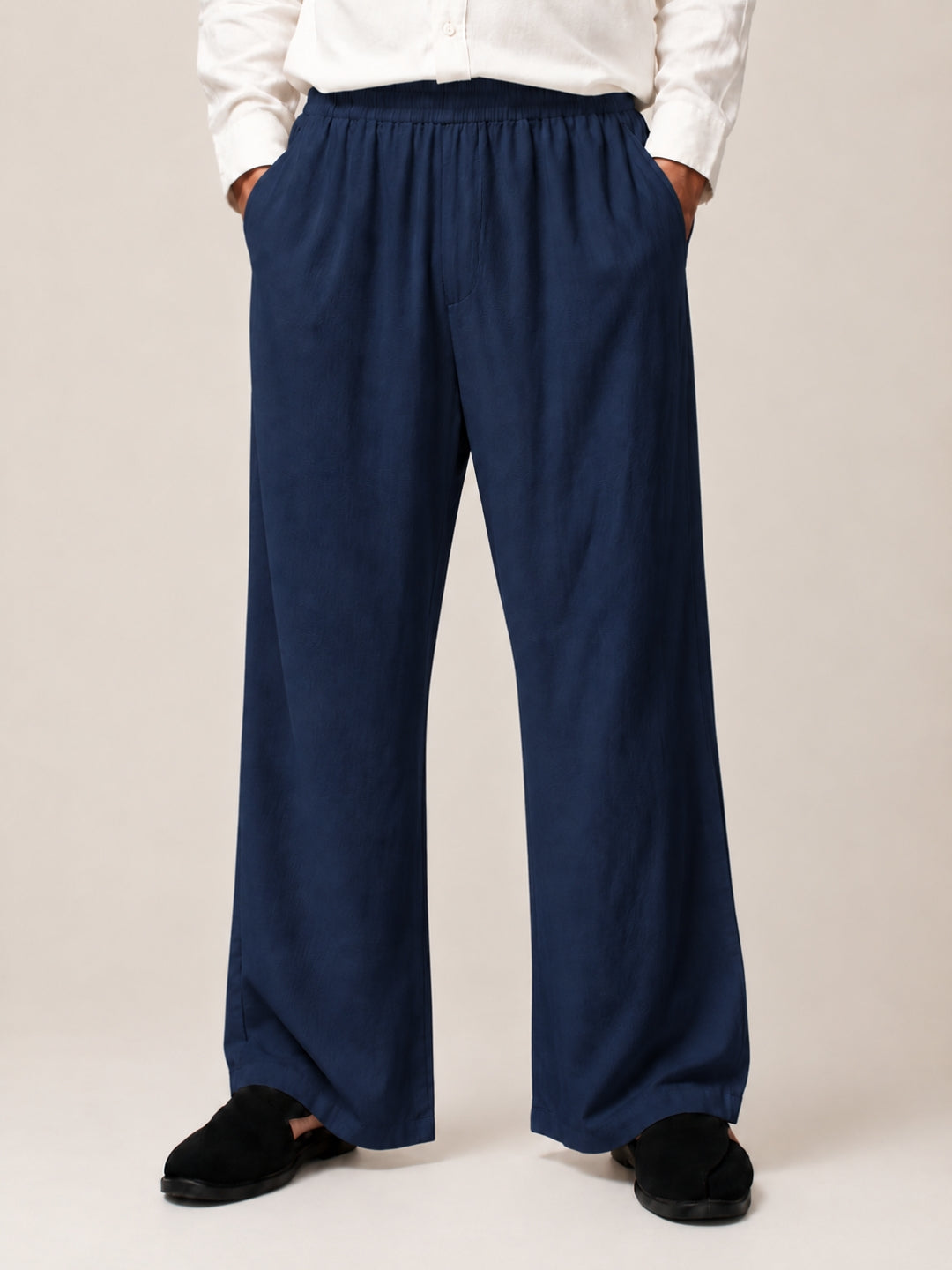 Navy Blue Solid Farsi Pants for Men
