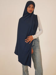 Navy Blue Solid Viscose Jersey Hijab