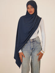 Navy Blue Solid Viscose Jersey Hijab