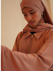 Modest Casual Rust Women’s Zip Abaya with Matching Dupatta