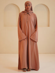 Modest Casual Rust Women’s Zip Abaya with Matching Dupatta