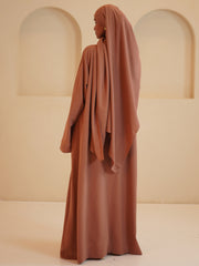 Modest Casual Rust Women’s Zip Abaya with Matching Dupatta